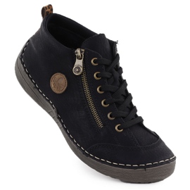 Frauen komfortable schwarze Stiefel schwarze Rieker 52514-00