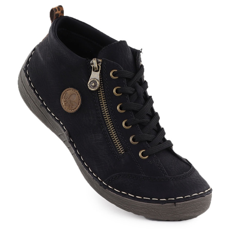Frauen komfortable schwarze Stiefel schwarze Rieker 52514-00