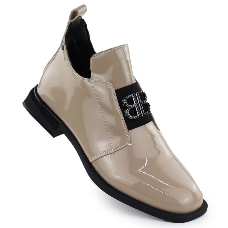 Frauen Lederstiefel mit Dekoration beige Filippo DBT4763 Lackiert