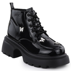 GOE Damen Lederstiefel Lackierte Taschen mit Schmetterlingen schwarzer SS2N4102