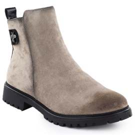 Frauen Wildlederstiefel Khaki Potocki 19314 grün