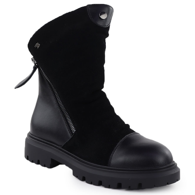 Frauen Lederstiefel auf der Plattform schwarzer T.Sokolski Z25-163