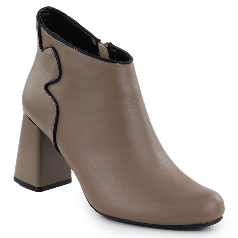 Leder elegante Stiefel auf dem Post Beige Jezzi Oli21-2