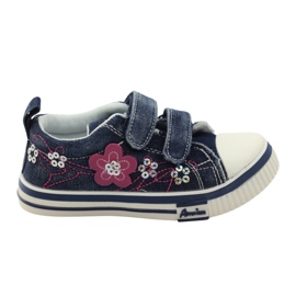 American Club Amerikanische Turnschuhe 15069 mit Pailletten marineblau rosa weiß