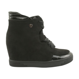 Sergio Leone Booties Sneakers mit einer Schleife mit Reißverschluss schwarz