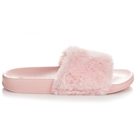 Hausschuhe mit Fell rosa