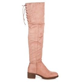 Ideal Shoes Overknee-Stiefel mit Bindung rosa