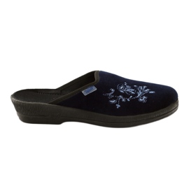 Stickerei Damenhausschuhe Befado 219d426 blau marineblau