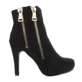 Goldene Stiefel A857-1 Schwarze Reißverschlüsse