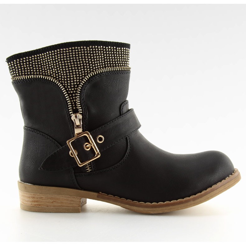 Stiefel gold Nieten schwarz STC87 schwarz