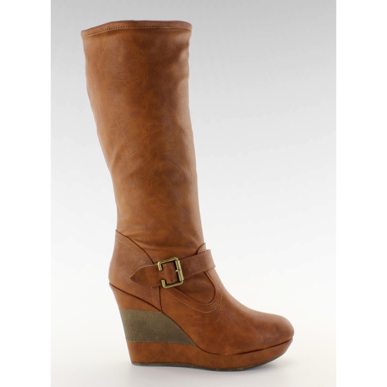 Plateauschuhe geteilte Ferse 888-57 Kamel braun mehrfarbig