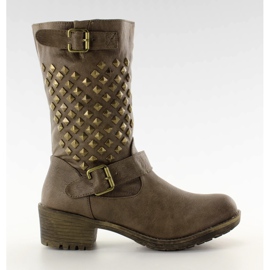 Stiefel mit Nieten HU929 khaki