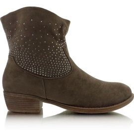 Stiefel mit Zirkonia 6914 Khaki mehrfarbig braun