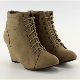 Schnürstiefel mit Keilabsatz LL1278 khaki