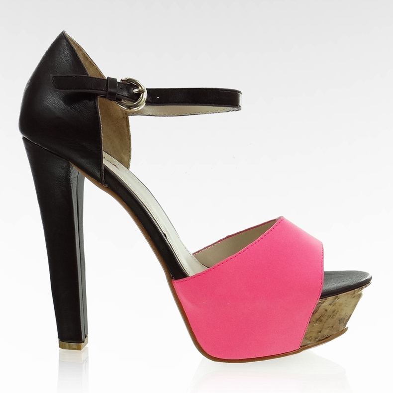 Pumps auf dem Pfosten VB33035 pink schwarz rosa