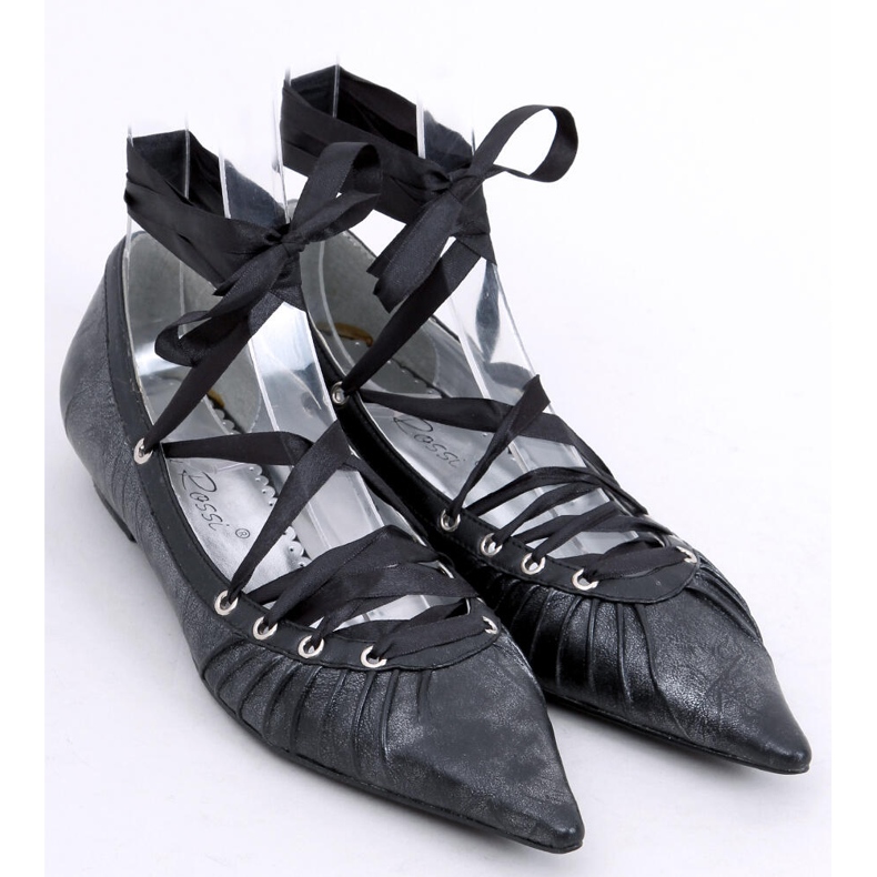 Ballerinas mit Schleife um den Knöchel 391029-2 Noir schwarz