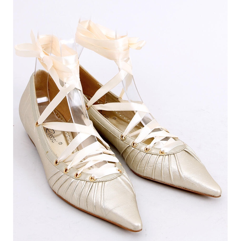 Ballerinas mit Schleife um den Knöchel 391029-2 Kamel grau