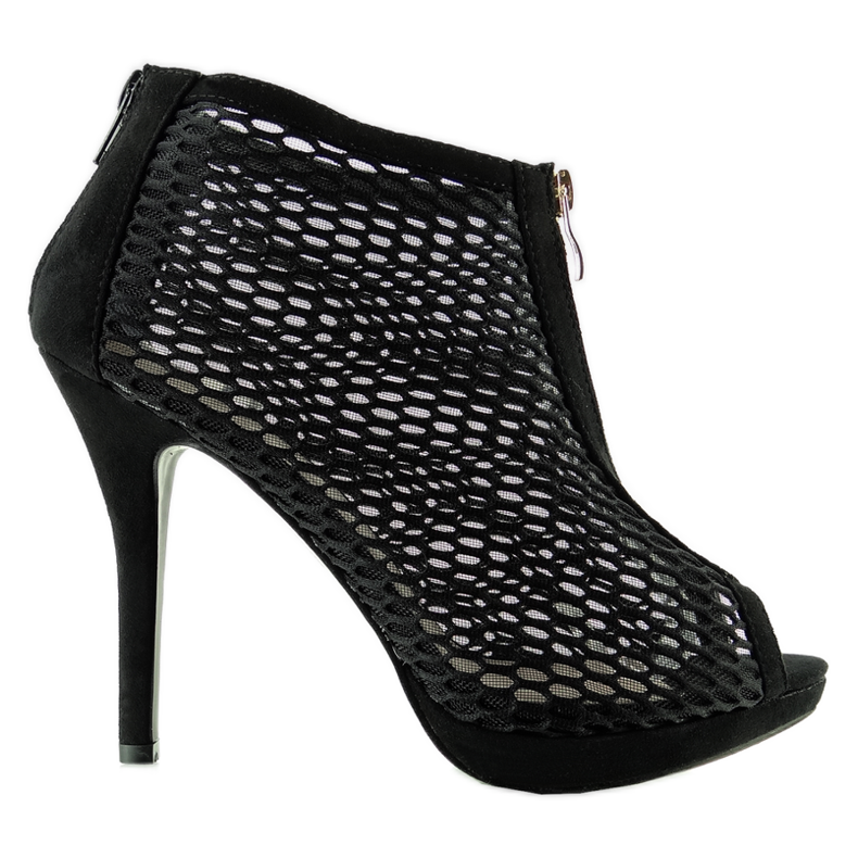 Schwarze offenmaschige Pumps