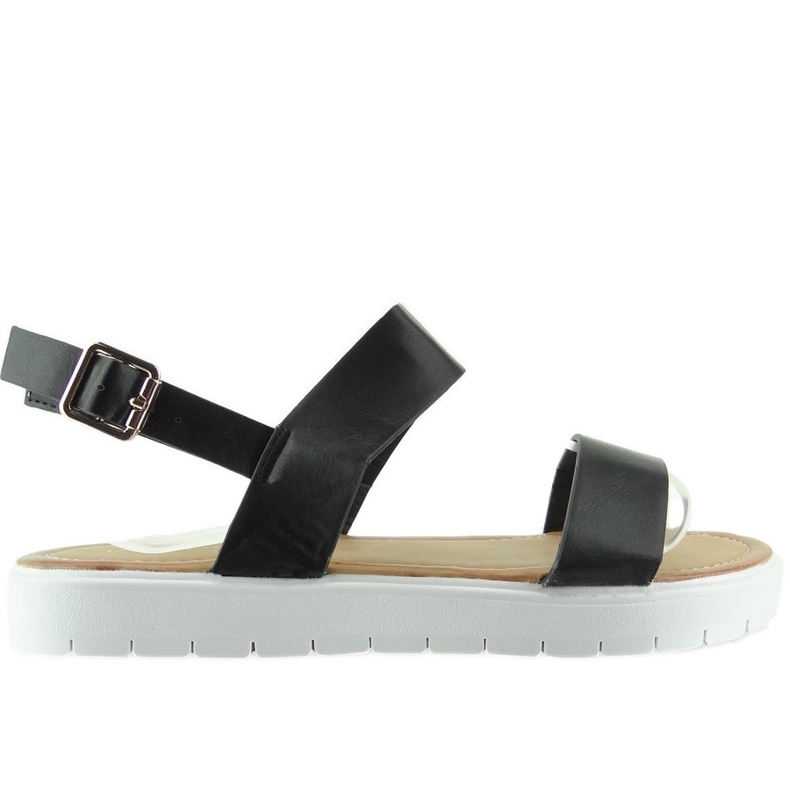 Schwarze Sandalen auf der LC-7 Sportsohle