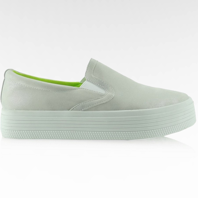 Schlüpfen Sie in eine hohe Sohle E408 Silber grau