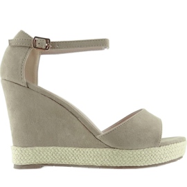 Keilsandalen, Aprikosenseil aus Leinen braun