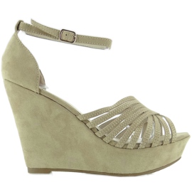 Pumps auf Keilabsatz Wildleder F031 Beige