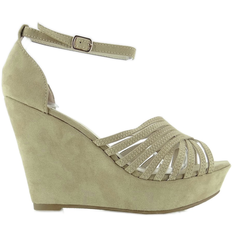 Pumps auf Keilabsatz Wildleder F031 Beige