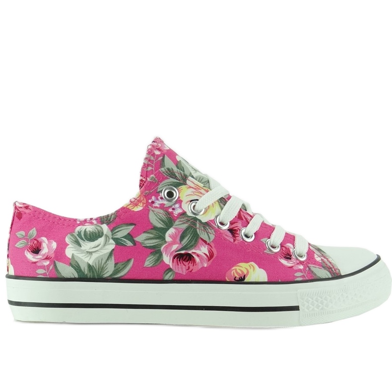 H-03A Rosenrote Turnschuhe mit Blumenmuster rosa