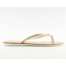 Hausschuhe, Flip-Flops, weiße Sohle LS-76 Beige