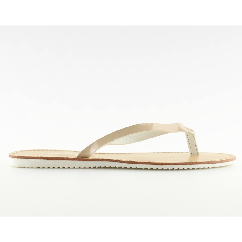 Hausschuhe, Flip-Flops, weiße Sohle LS-76 Beige