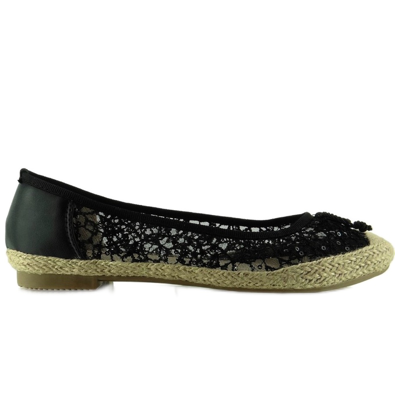 Espadrilles aus Spitze L99163 Schwarz