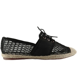 Damen-Schnür-Espadrilles PT125 Schwarz