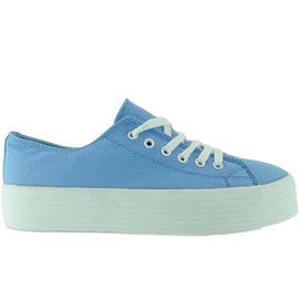 Sneaker mit hohen Sohlen F215 Hellblau