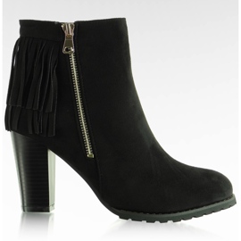 Schöne Wildlederstiefel mit Fransen FR20 Schwarz