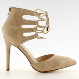 Wildleder Fersen am Knöchel gebunden Beige