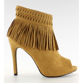 Stiefel mit Fransen offene Spitze 11016 Kamel mehrfarbig