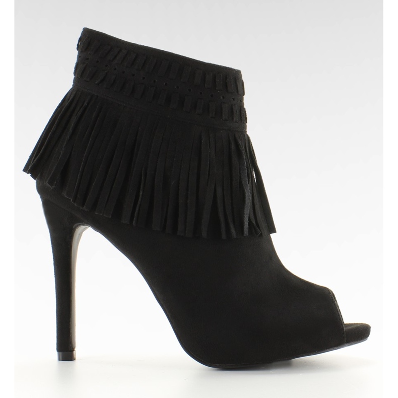Offene Stiefel mit Fransen 11016 Schwarz