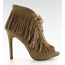 Offene Schnürboots im Boho-Stil 11015 Grün