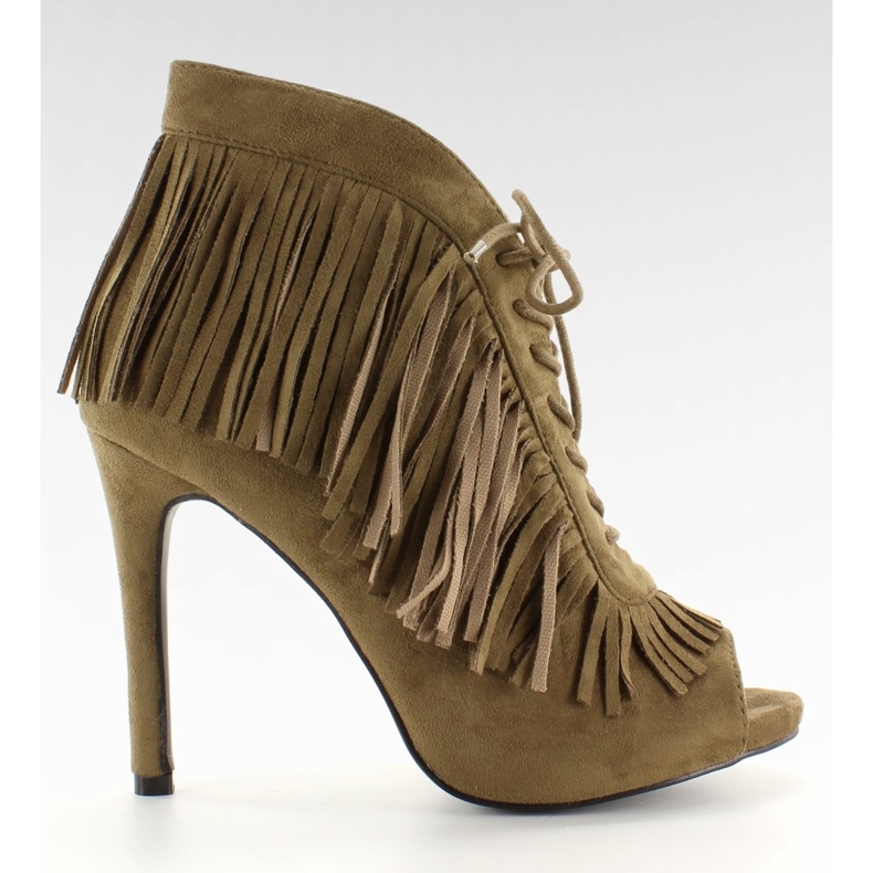 Offene Schnürboots im Boho-Stil 11015 Grün