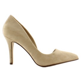 Asymmetrische Stilettos Wildleder C27 Beige
