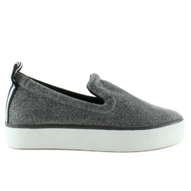 Schillernder Slip-On mit Fersenriemen grau