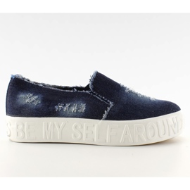 Slip-On-Sohle aus Denim mit Navy-Inschriften marineblau