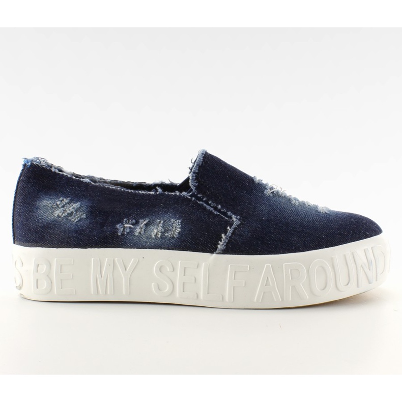 Slip-On-Sohle aus Denim mit Navy-Inschriften navy blau
