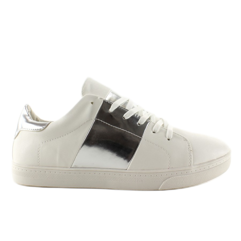 Turnschuhe mit metallischen Seiten G130 Silber grau weiß