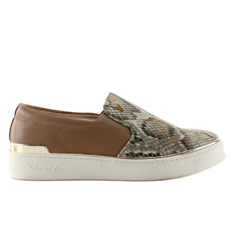 Sneakers Slip-On Schlangenmotiv 787 braun