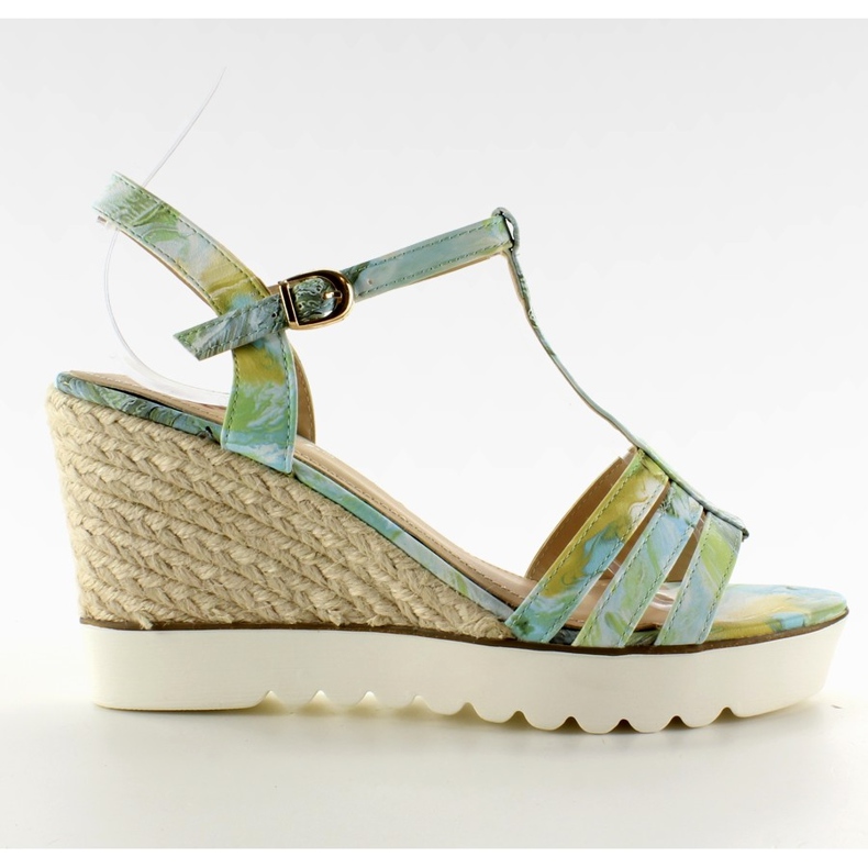 Espadrilles Sandalen weiße Sohle Grün blau