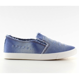 Sneaker Slip-on zerschnittene Jeans L. Blue blau