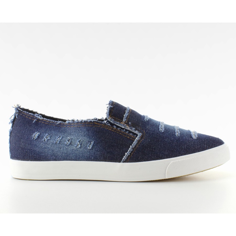 Sneaker Slip-on zerfetzte D.Blue Jeans navy blau