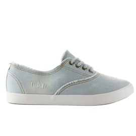 XIN11P Weiße, blaue Denim-Oxford-Turnschuhe