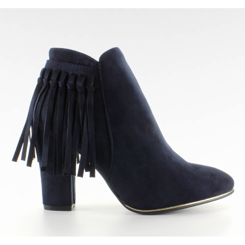 Stiefel mit goldener Paspel B908D D. Blau navy blau